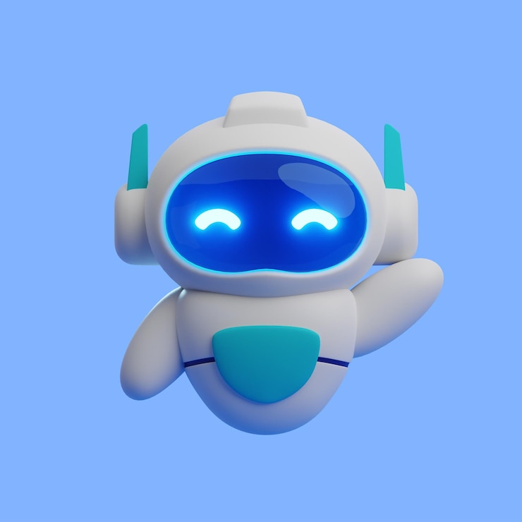 PSD cute 3d robot waving hand cartoon vector icon illustration people technology isolated flat vector