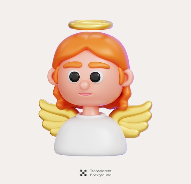 Cute Angel Cartoon Character Isolato 3D rendering illustrazione