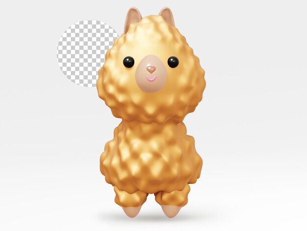 Cute animal lama 3d ilustração alpaca