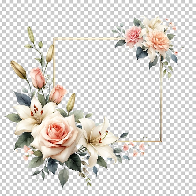 PSD cute aquarela floral transparente fundo de convite de casamento