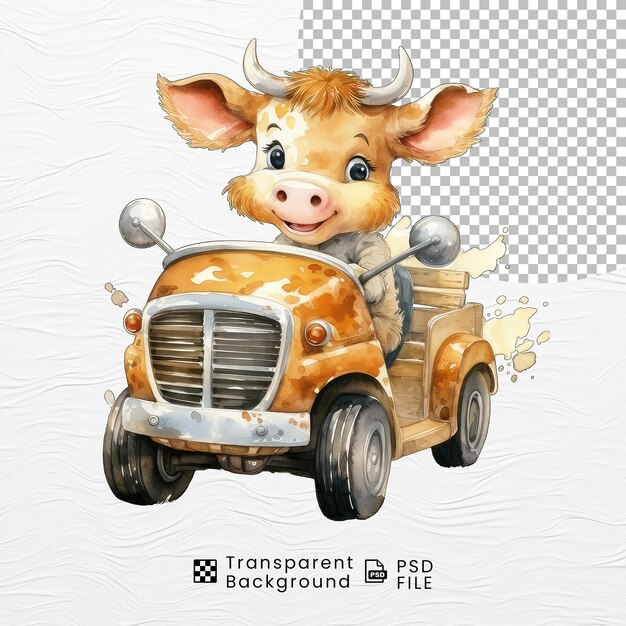 PSD cute aquarelle drôle de vache clipart png