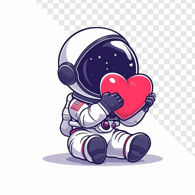 PSD cute astronaut hält das herz twitch emote cartoon