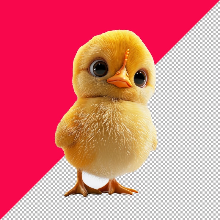 PSD cute baby chicken 3d cartoon isométrico renderizador de fondo transparente png psd lo que más me gusta es que el fondo es transparente.