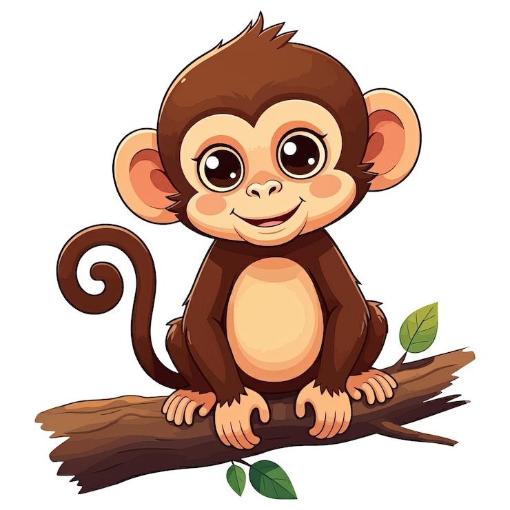 PSD cute baby monkey on a branch