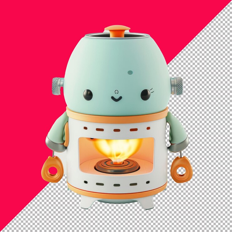 PSD cute backpacking stove 3d cartone animato isolato render trasparente sfondo png psd