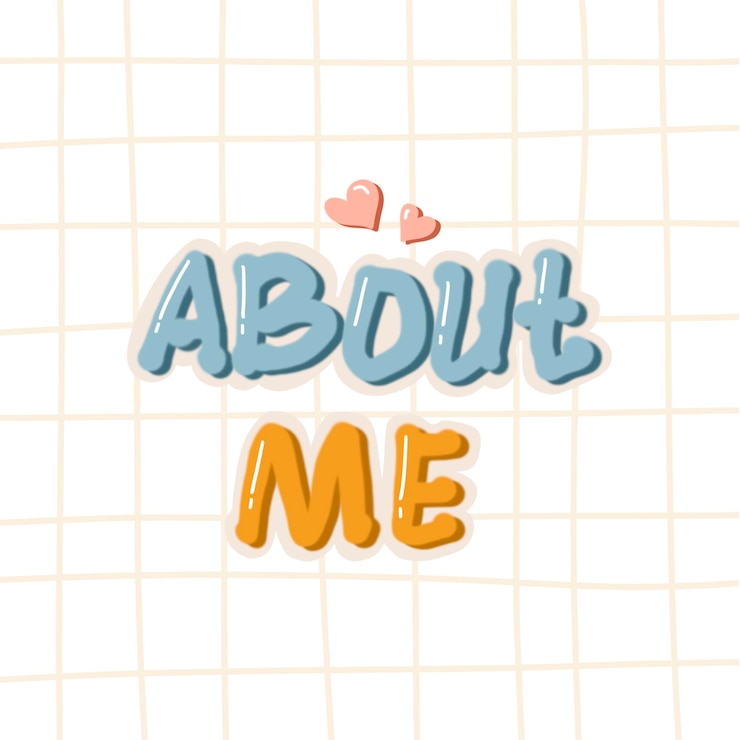 PSD cute blue and orange about me die sticker handdrawing letter