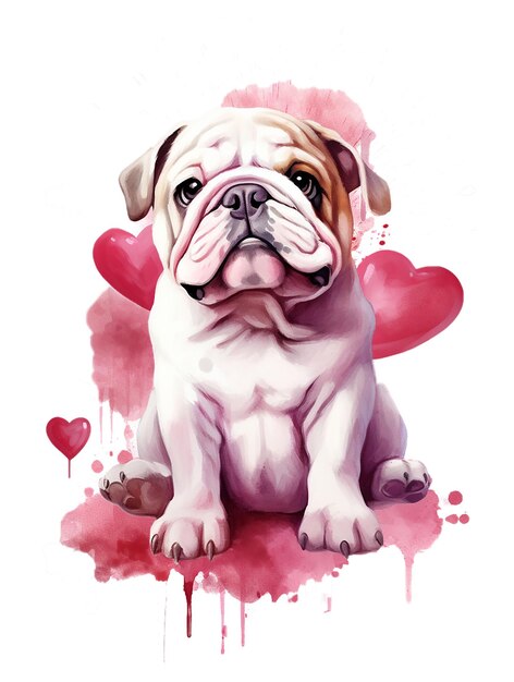 PSD cute bull-hund png mit liebessymbol