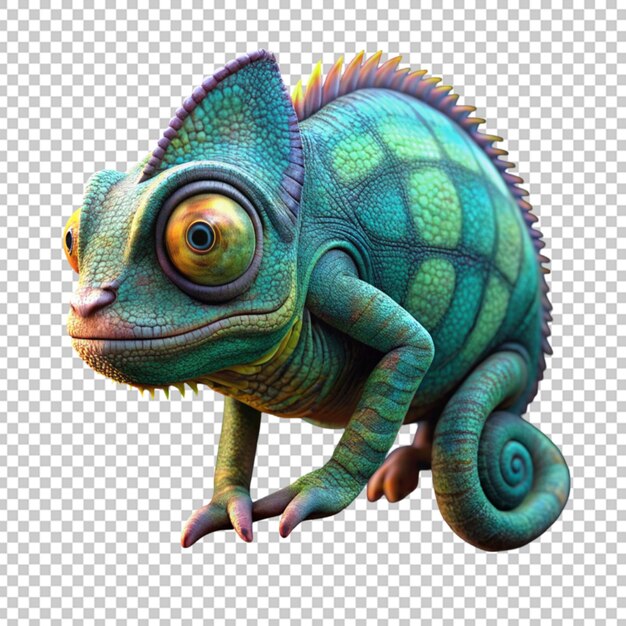 PSD cute camaleão de desenho animado 3d