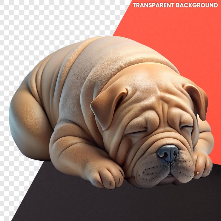 PSD cute cão 3d bullmastiff dormindo com fundo transparente