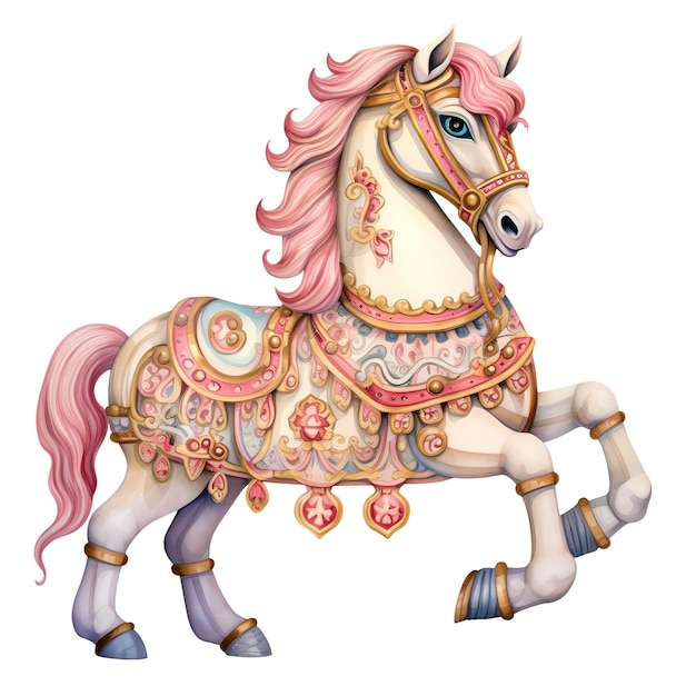 PSD cute carousel horse aquarell clipart-illustration