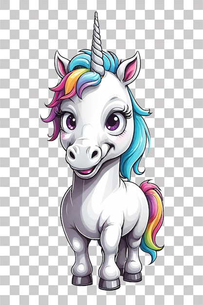 PSD cute cartoon-einhorn isoliert auf durchsichtigem hintergrund