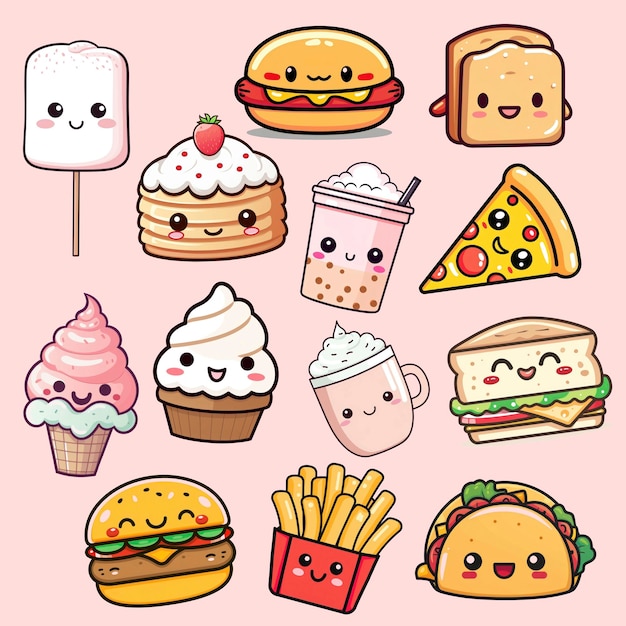 Cute cartoon food characters