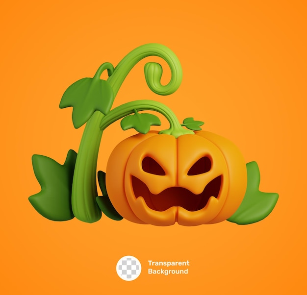 Cute Cartoon Happy Halloween 3d Icon con JackO Lantern Pumpkin lascia le vacanze di ottobre isolate