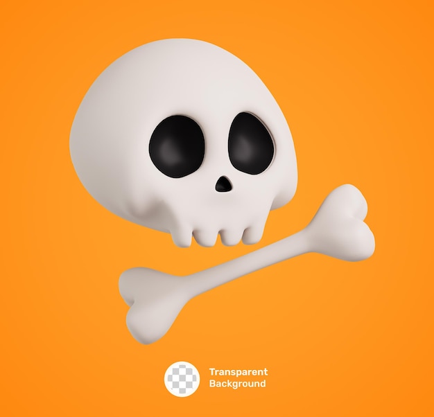 Cute Cartoon Happy Halloween 3D-Symbol mit Totenkopf und Knochen isoliert Oktober Urlaub