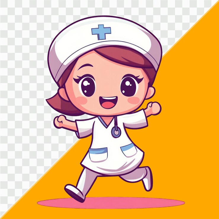 PSD cute cartoon nurse running