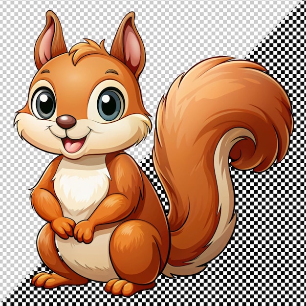 PSD cute cartoon squirrel vector on transparent background