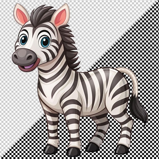 PSD cute cartoon zebra vector on transparent background