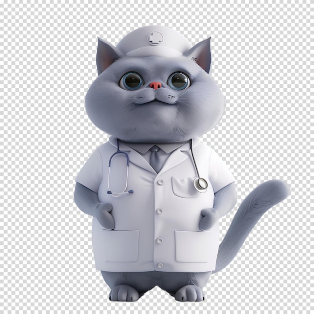 Cute cat veterinário isolado em fundo transparente