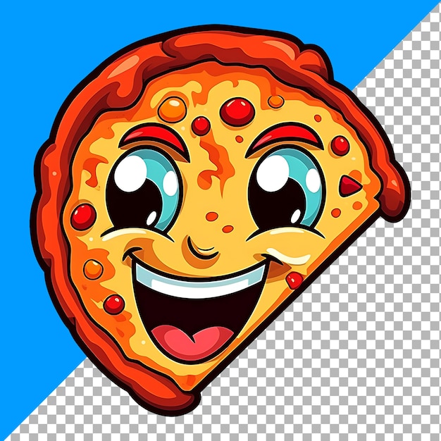 PSD cute clipart de pizza sorridente para ilustração de design de adesivo.