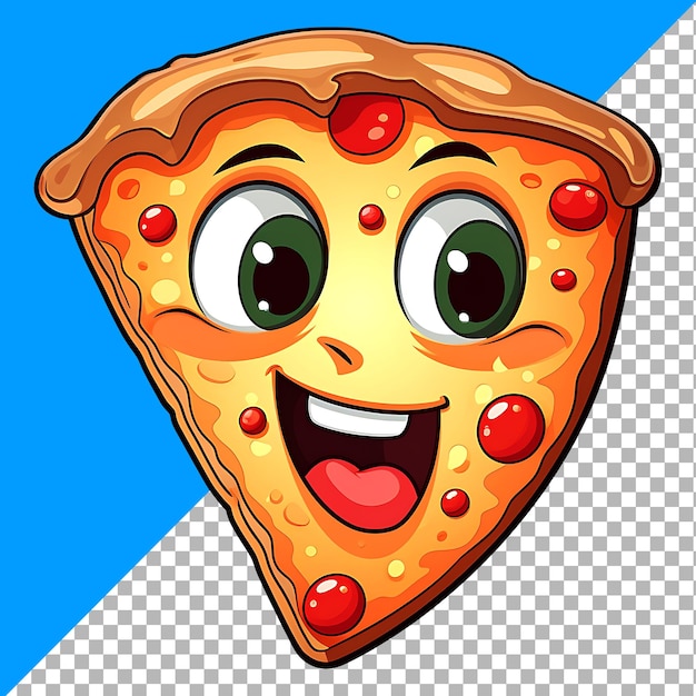 PSD cute clipart de pizza sorridente para ilustração de design de adesivo.