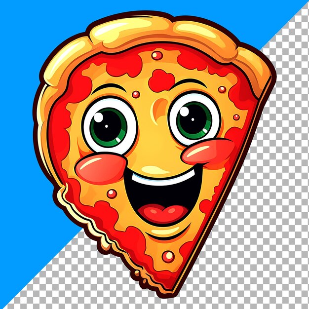 PSD cute clipart de pizza souriant pour l'illustration de la conception de l'autocollant.