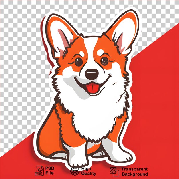 PSD cute corgi-aufkleber, isoliert auf durchsichtigem hintergrund, enthält eine png-datei