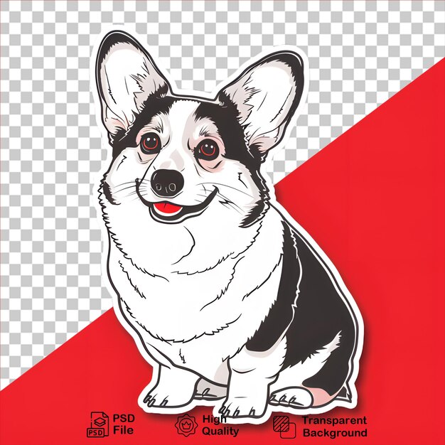 PSD cute corgi pegatina aislada en fondo transparente incluye archivo png