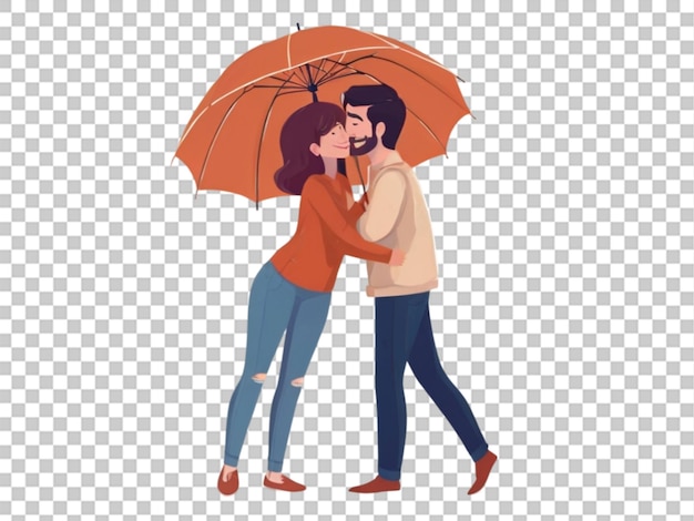 PSD cute couple couple cartoon transparente transparente em fundo branco