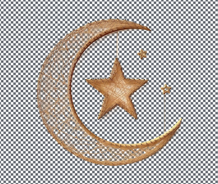 PSD cute crescent moon e star shaped wall art isolado em fundo transparente