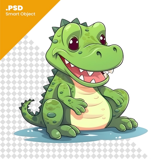 PSD cute crocodile de dessin animé illustration vectorielle isolée sur fond blanc modèle psd