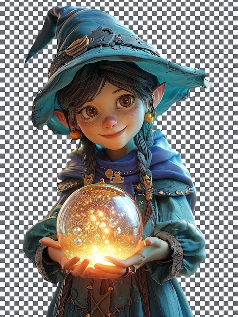 PSD cute crystal ball conjurer isolated on transparent background