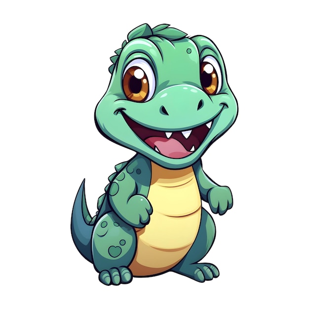 PSD cute dibujos animados de dinosaurios sobre fondo transparente