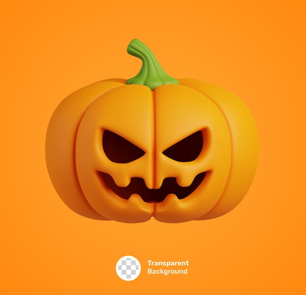 Cute dibujos animados feliz Halloween 3d icono con cara de calabaza JackO linterna aislada vacaciones de octubre