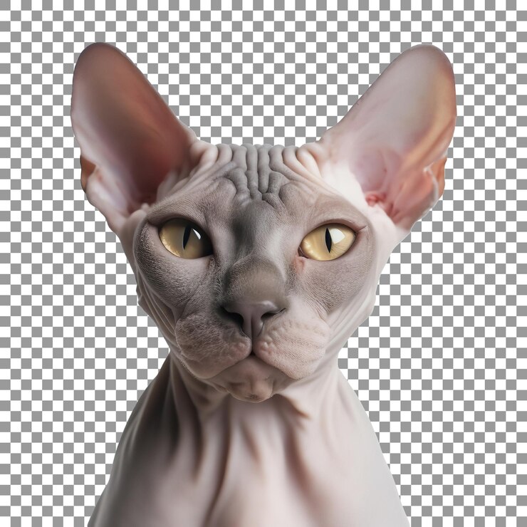 PSD cute don sphynx cat breed isolated on a transparent background