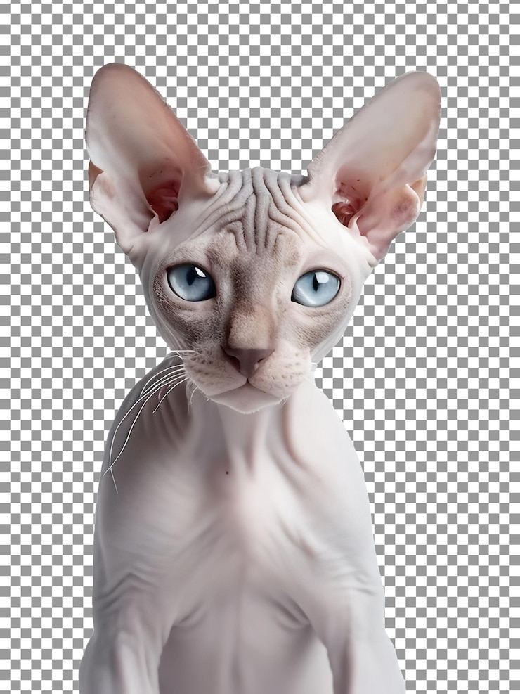 PSD cute donskoy cat breed isolated on a transparent background