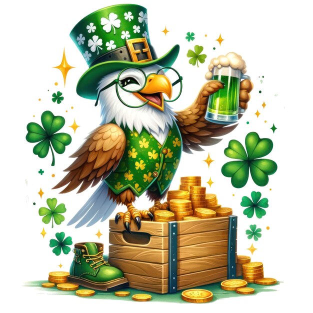 Cute eagle st patrick's day clipart ilustração