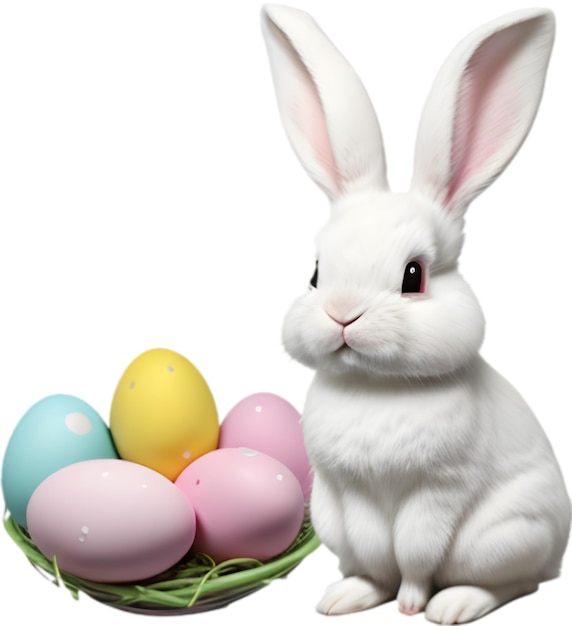 PSD a cute easter bunny with egg clipart