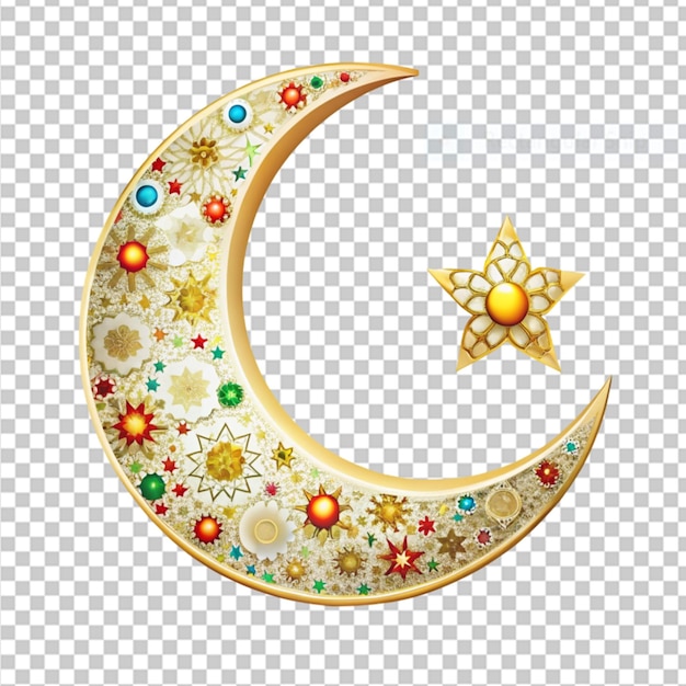 PSD cute eid al adha saudação decorado lua em fundo transparente