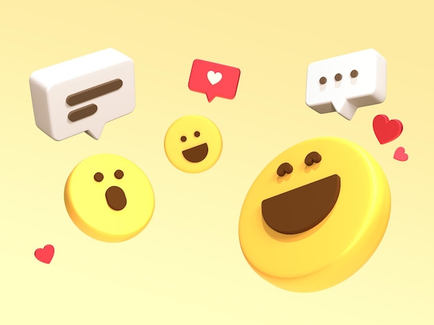 cute emoji faccia icone 3D social network media