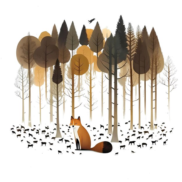 PSD cute fox in the forest 4096px png transparente 300dpi camiseta digital pod clip art portada del libro wallart