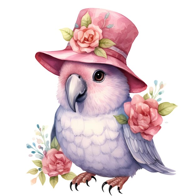 PSD cute funny parrot aquarell-clipart-illustration