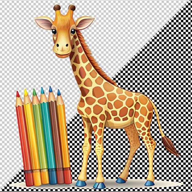 PSD cute giraffe with pencils