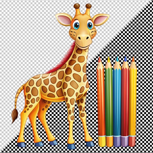 PSD cute giraffe with pencils