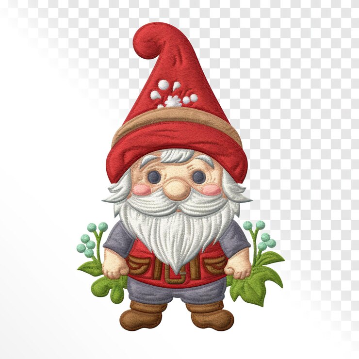 PSD cute_gnome_ bordado en fondo transparente