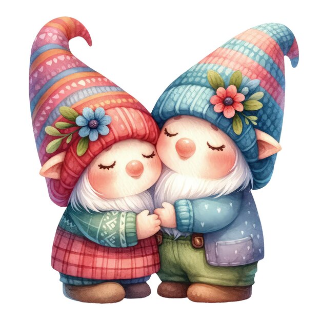 PSD cute gnome couple tanzende clipart-illustration