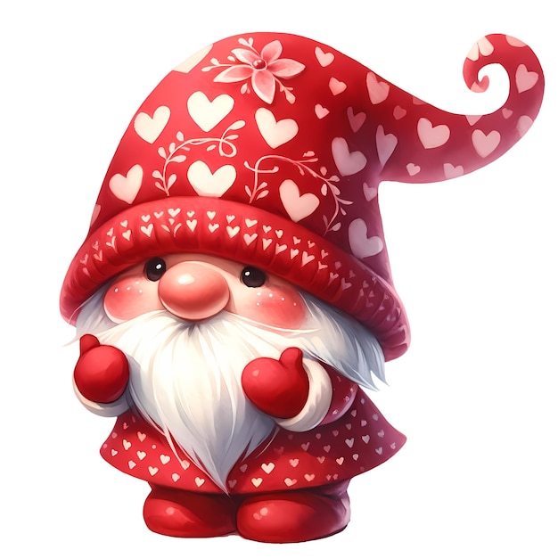 PSD cute gnome love accent valentines clipart ilustração