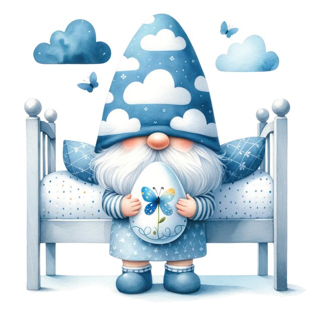 Cute gnome ostertag clipart-illustration