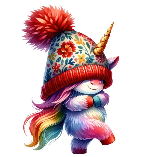 PSD cute gnome unicorn valentines clipart ilustração