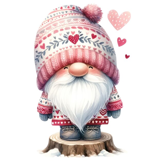 PSD cute gnome valentinstag clipart-illustration