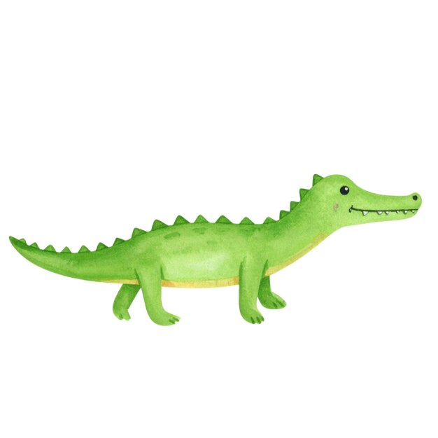 Cute green crocodile illustration with friendly expression